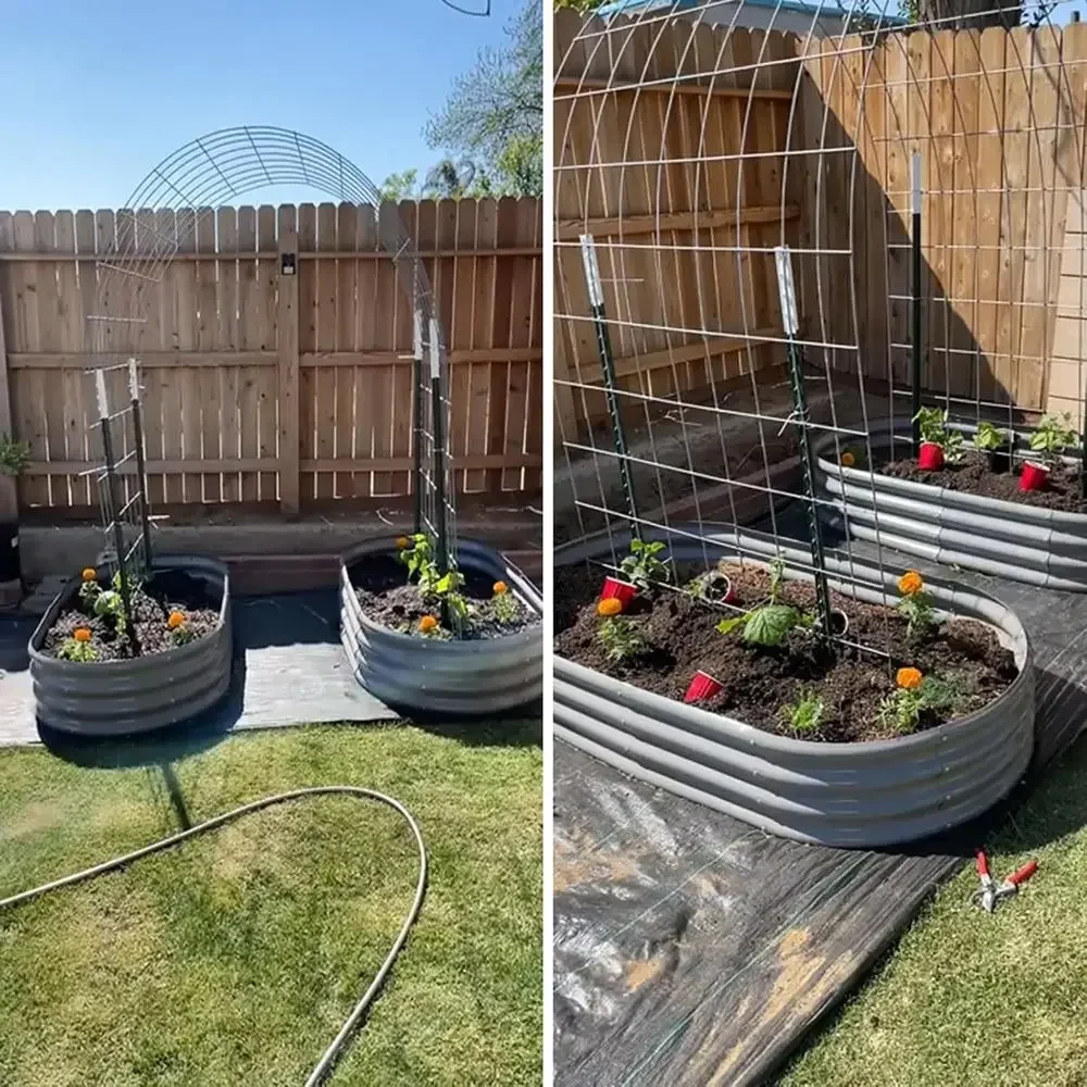 Oval Galvanized Metal Raised Garden Bed Kit for Plants, Vegetables, and Herbs in Gray