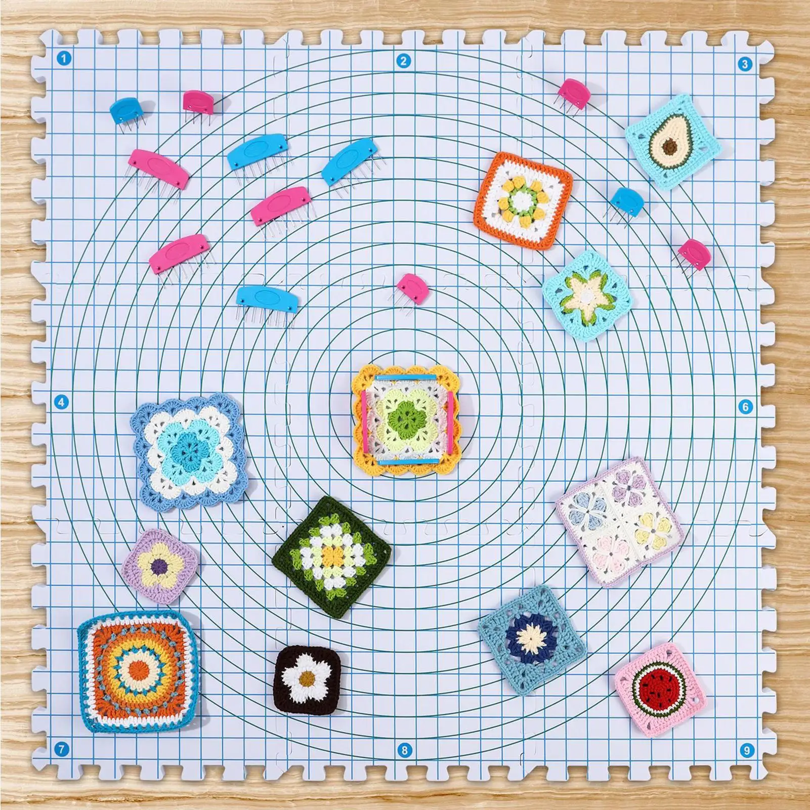 Blocking Mats for Knitting Crochet Interlocking Foam Mats with Grids Ruler for Blocking Handmade Sweaters DIY Craft Projects