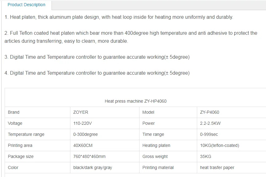 Máquina de impressão de camisetas Zoyer Plotter ZY-HP4060 (40*60)