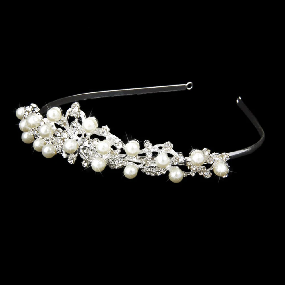 

Pearl Rhinestone Hairband 17x12cm Silver Alloy Wedding Barrettes Hair Clip Bridal Hair Clips Party Accessories