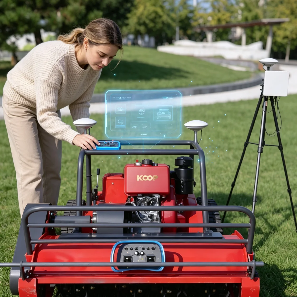 Customized Remote Control Flail Mower GPS lotus pond ridges, anti-slip tracks shred weeds on water field banks