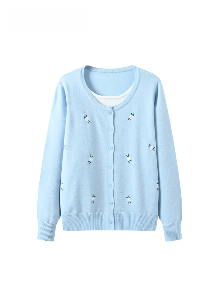 

CaraCLUB plus Size round Ne Long Sve Knitted Sweater Women Spring Loose Fit Casual Sle Polyester Fiber Plant Floral Pa...