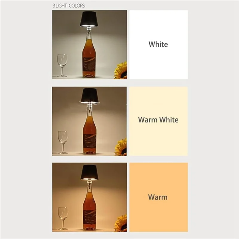 

AT51-LED Bottle Light Touch Wireless Table Lamp 3 Colors Bottle Lamp For Indoor/Outdoor Restaurants And Bars