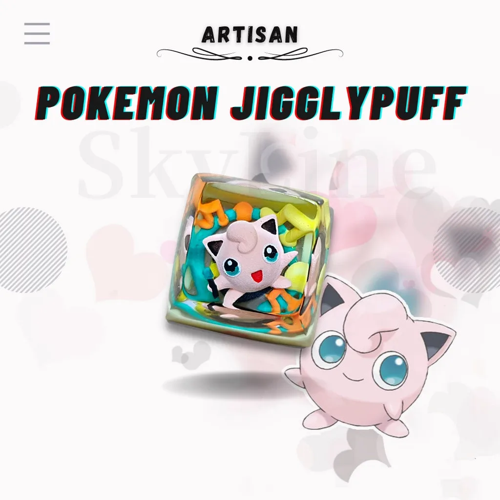 【Handmadearartesanal keycap-jiggly-puff artesão para teclado de jogos mecânicos personalizado resina keycap à mão