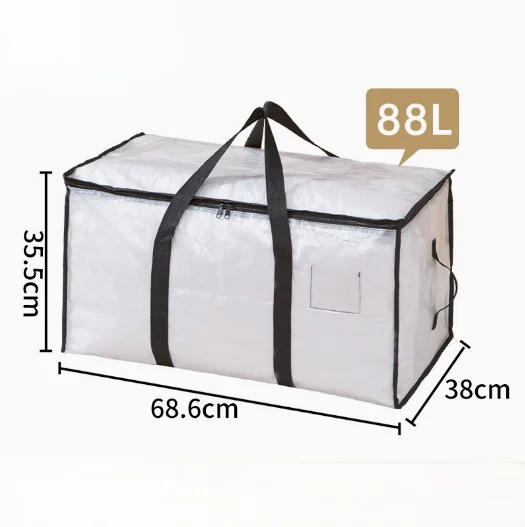 1pc Clear Waterproof Storage Bag with Handle, Dustproof Transparent Organizer for Seasonal Autumn Winter Clothes & Bedding