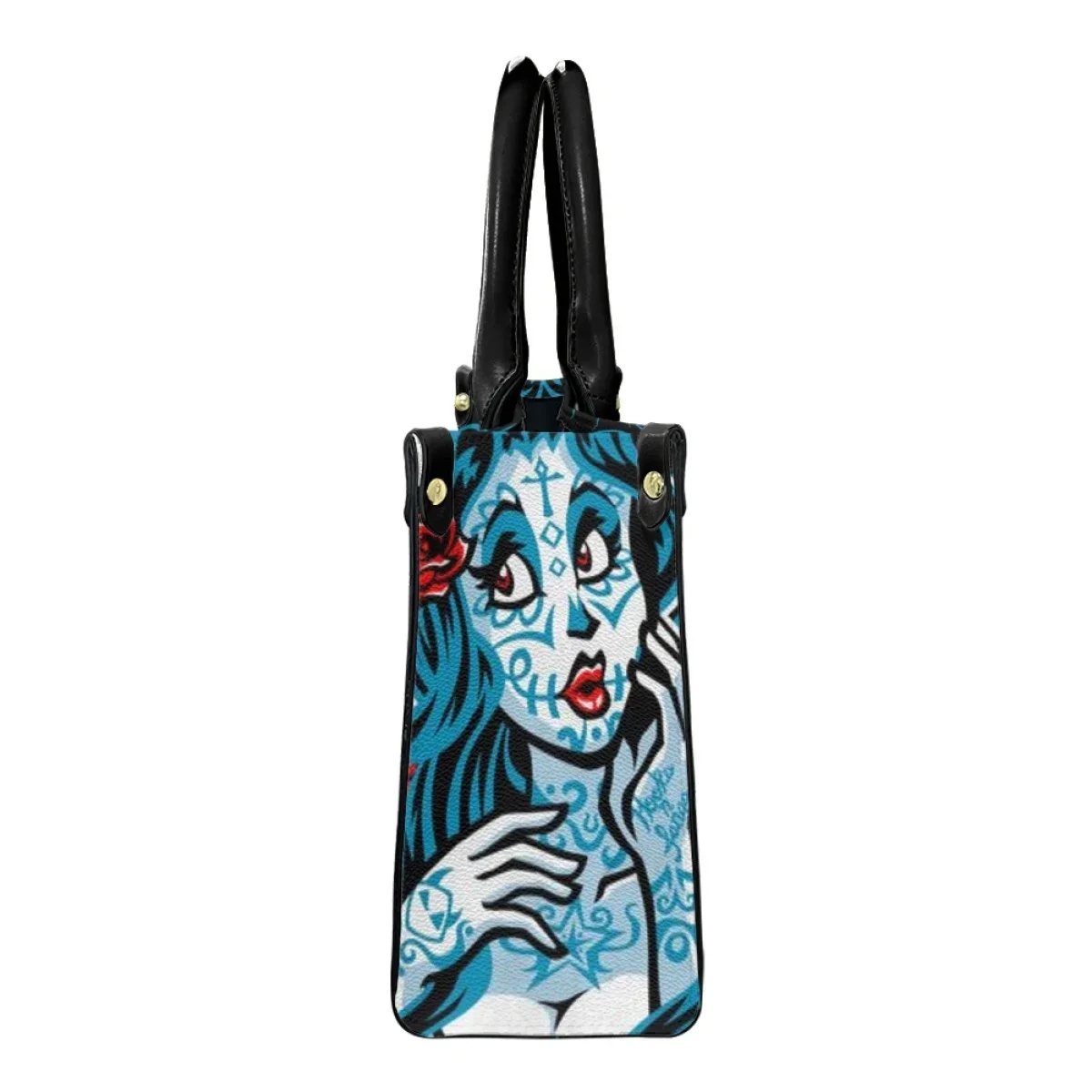 Bolso de mano con diseño de calavera para mujer, bandolera de cuero con asa superior, informal