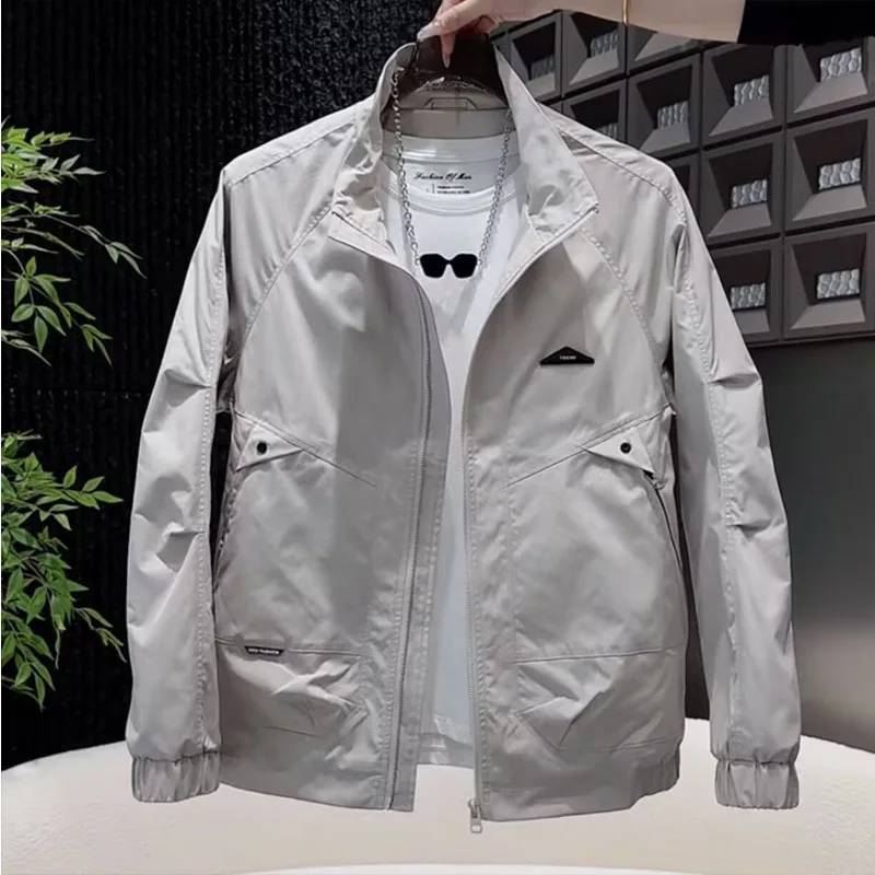 

Повседневная свободная посадка из ткани быка, ткань с воротником-стойкой, мужская уличная модная рабочая одежда, весна-осень, новинка, полиэфирное волокно