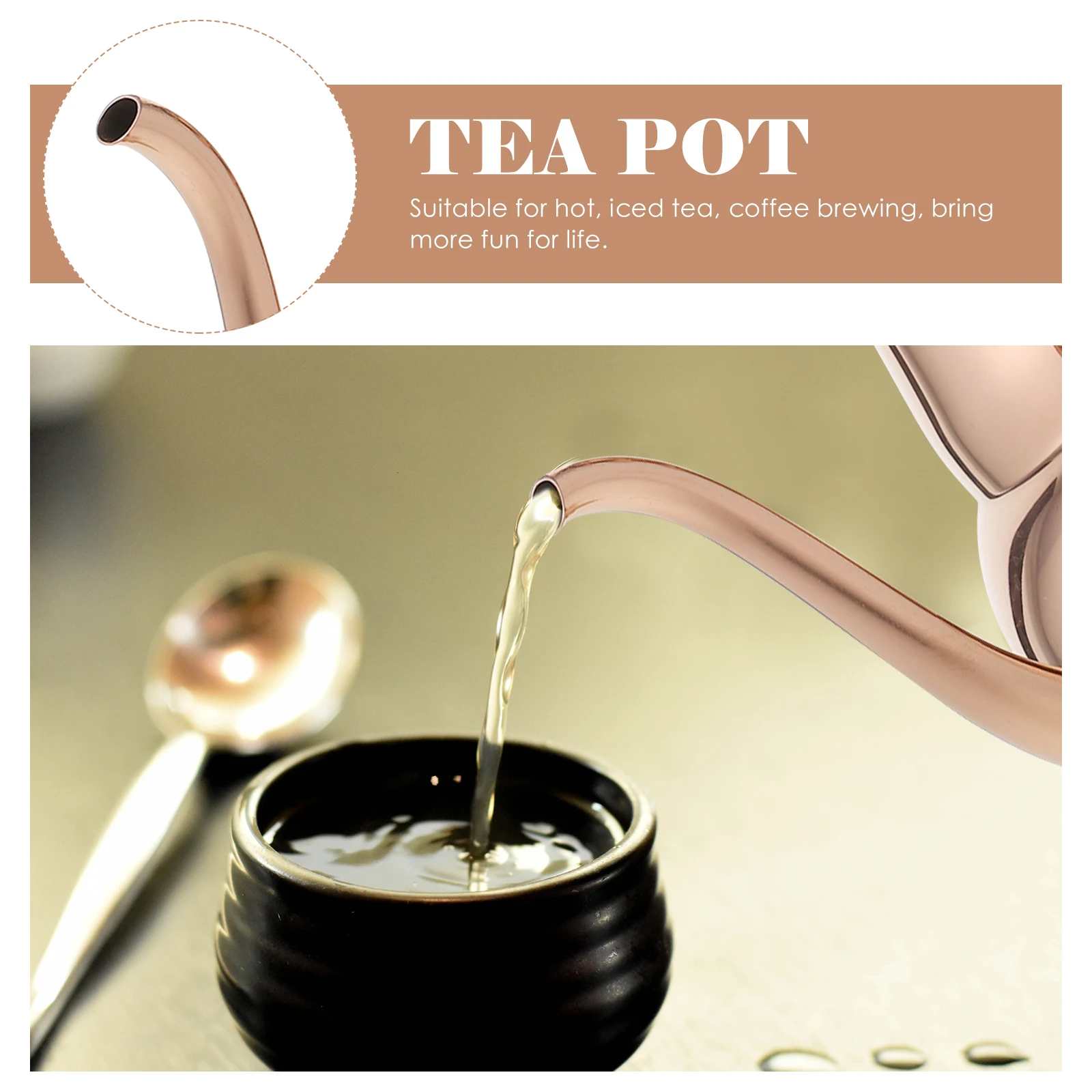 

Stainless Steel Tea Pot With Long Narrow Spout Handle For Home Office Hotel Use Metal Teapot Kitchenware Set