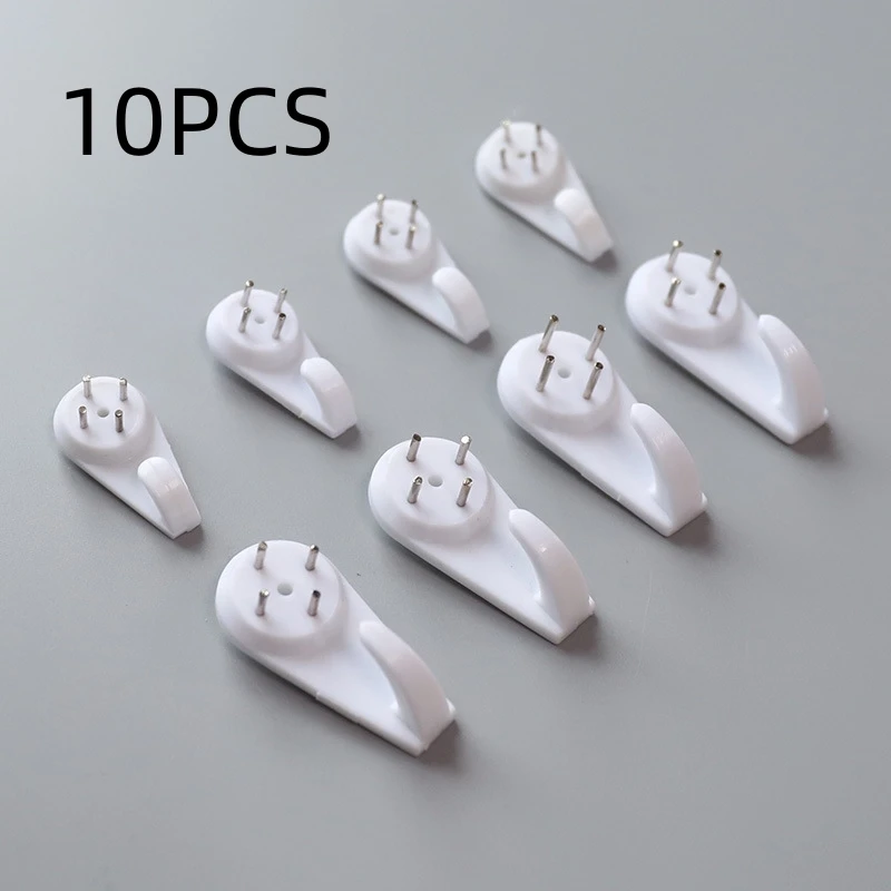 10Pcs Wall Decoration Installation Seamless Hooks Nail Kitchen Living Room Bedroom Home Daily Hanging Wall Invisible Hook White