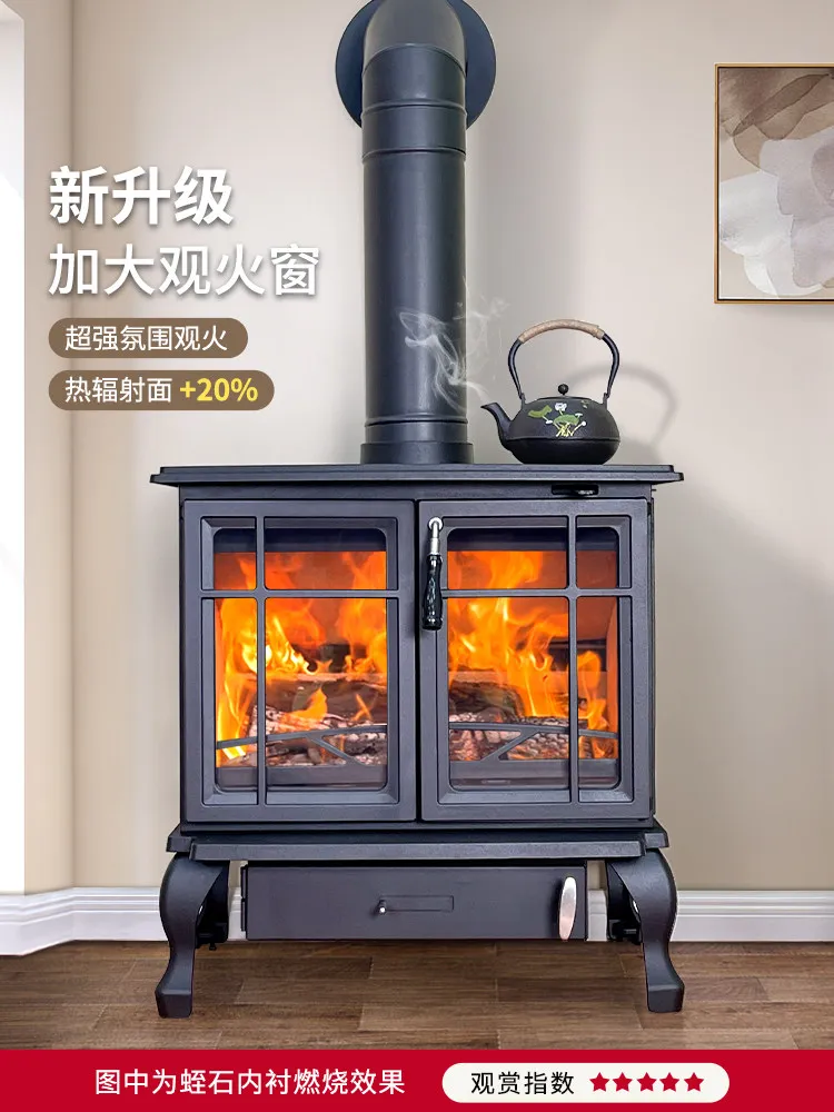 

Бытовой обогреватель для дров, сельский самоблокирующийся дом, чугунный горящий дрова, полный набор аксессуаров, печь для дров