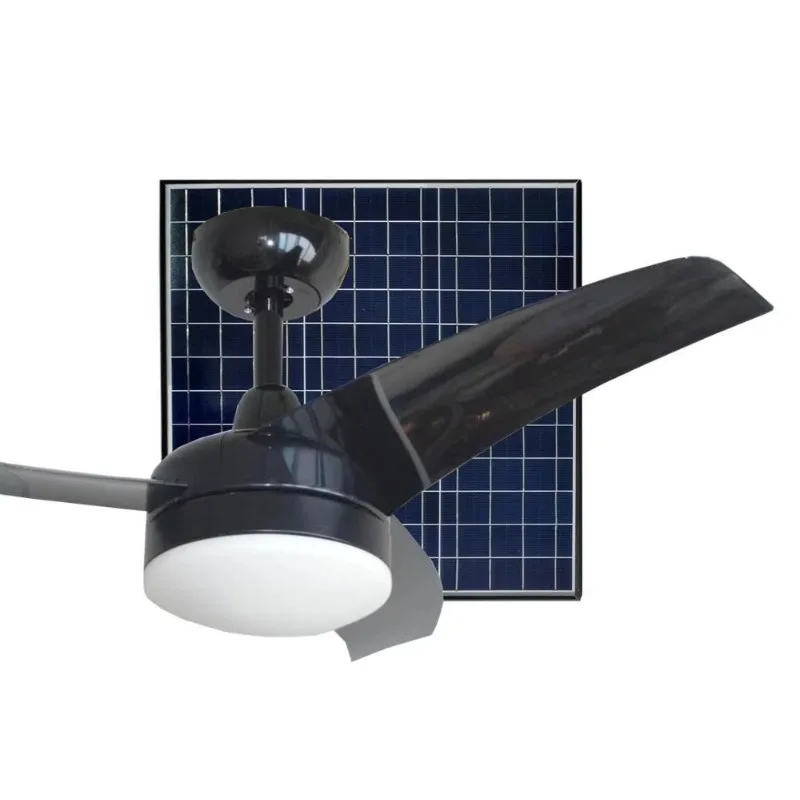 

42-Inch 3 Blades Solar Panel Powered Ceiling Fan 40 Watt Digital Control Cool Fresh Air Light Plastic Material for Household Use