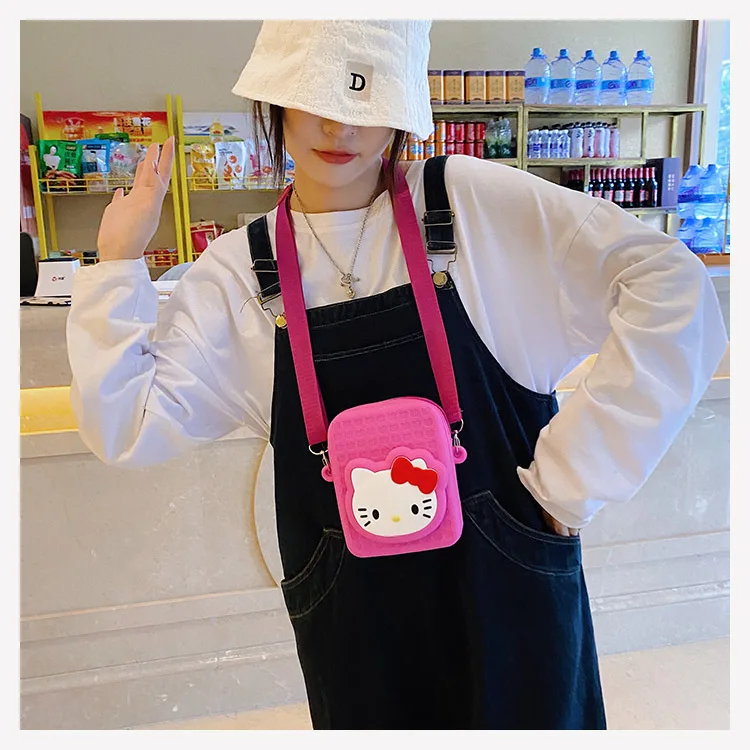 Kawaii Sanrios KT cat anime Cartoon Messenger Bag Mini Coin Purse Cute Travel Rucksack Multi-Functiontorage Bags Girl Gift