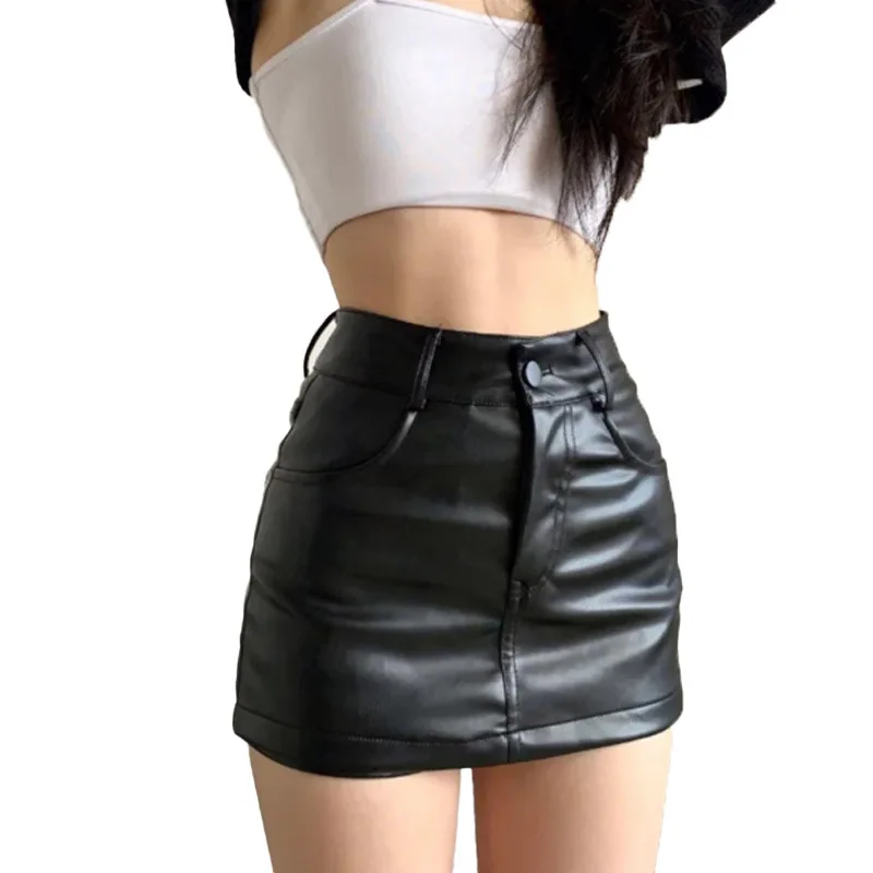 

24 Sexy Women PU Leather Skirts Autumn New High-waisted Tight Shorts Skirt