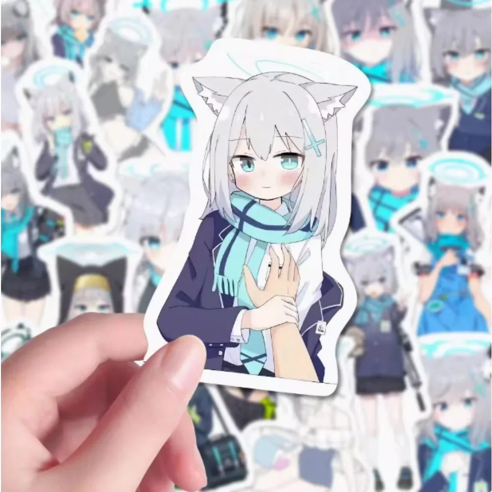 68Pcs Anime Blue File Sunaōkami Shiroko Stickers Phone Case Laptop Guitar Diy Notebook Stickers Desk RoomDecor Decal