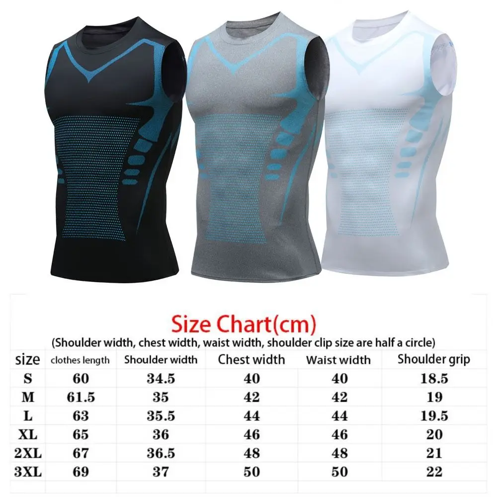 Ionic Shaping Vest Men\'s Sports Skin-tight Vests Fast Dry Breathable Slim Sleeveless Elastic Vest Fitness Top