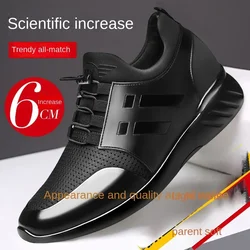 TAFN Zapatos de hombre con altura interior invisible, zapatos de cuero resistentes al desgaste, zapatos deportivos de cuero genuino, zapatos casuales para hombre