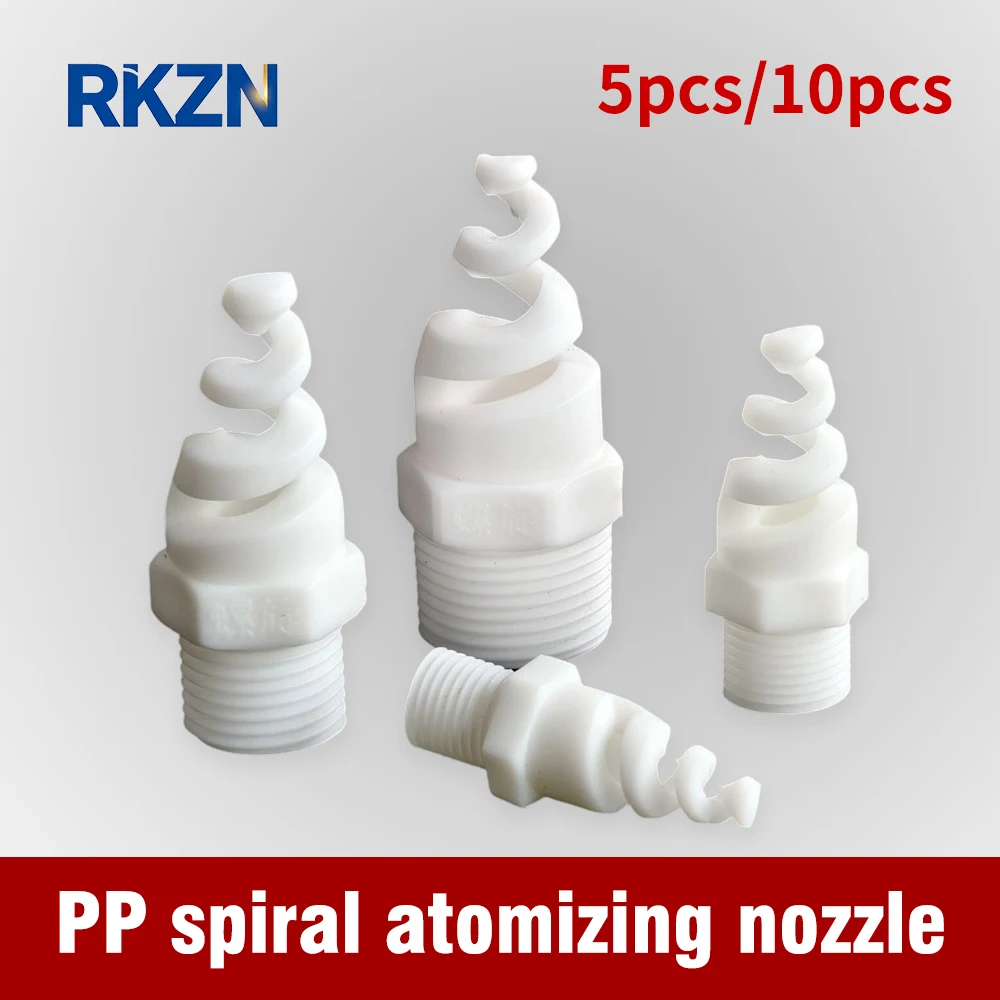 5pcs/10pcs PP Spiral Spray Nozzle Anti-Clog Umbrella Atomizing Head Industrial Desulfurization Dust Removal Plastic Sprinkler