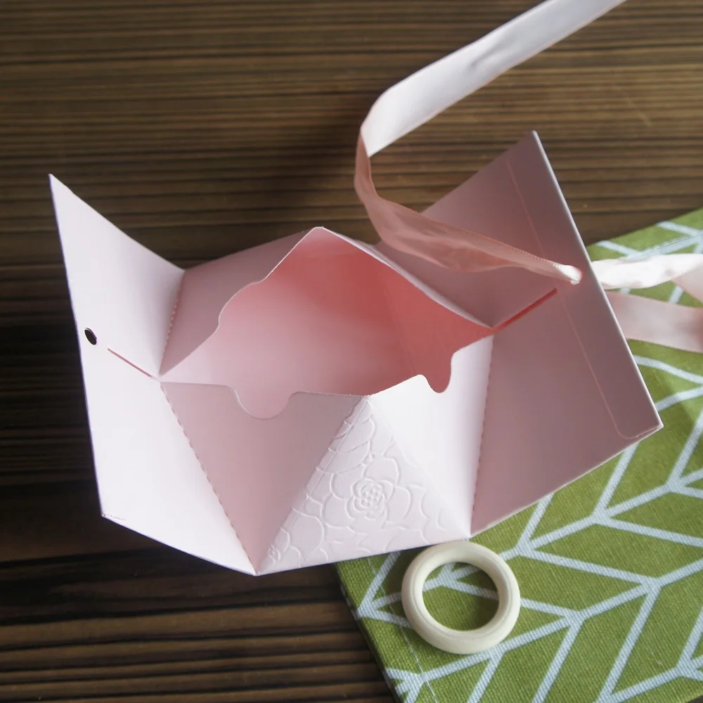 12 Pcs Gold Thank You Rose Design Paper Box As Chocolate Macaron Candy Gift Packaging Boxes Party Decoration