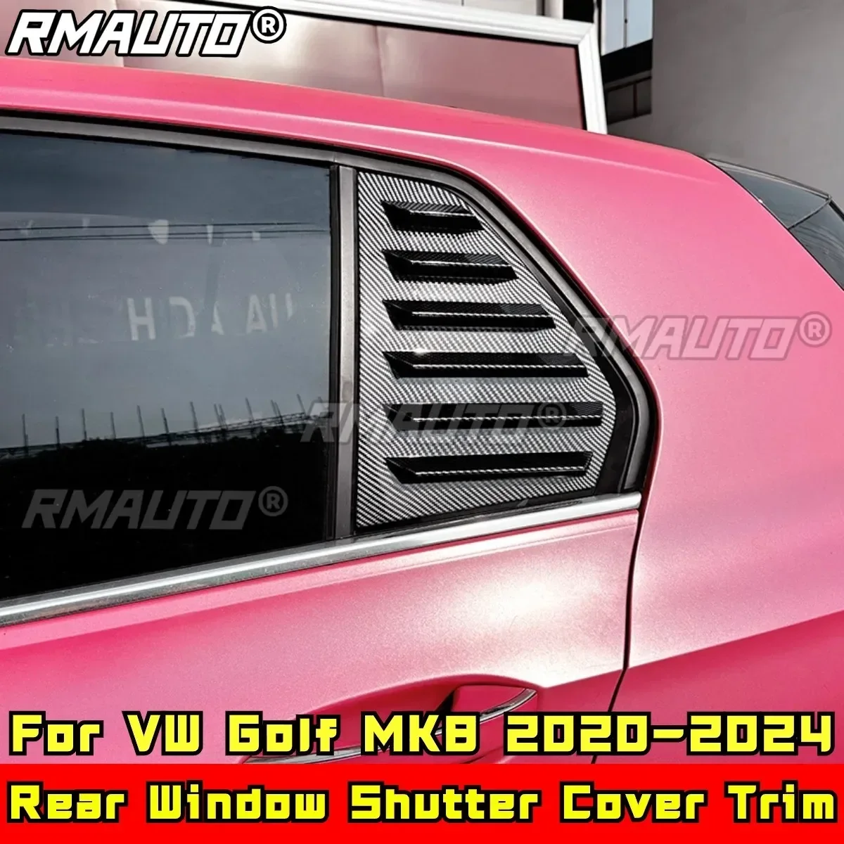 

Golf MK8 Body Kit Carbon Fiber Look Car Side Rear Window Louver Shutter Cover for VW Golf MK8 2020-2024 Car Accessories