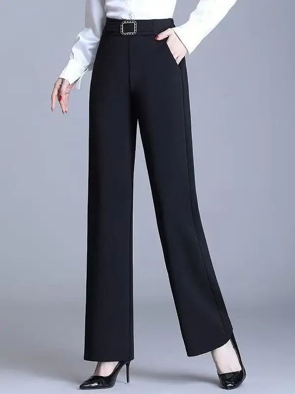 

High Waist Bell Bottom Pants Women's Slim Fit Elastic Versatile plus Size Autumn Winter Polyester Fiber Casual Commute