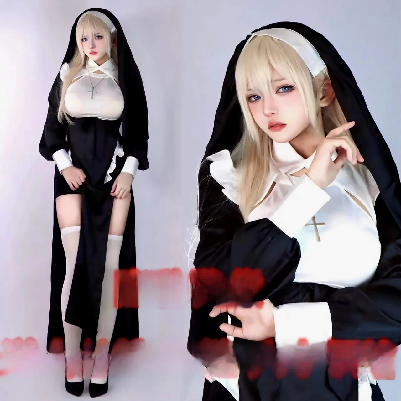 

Костюм монахини для косплея, сексуальное трансформация, чистое желание, костюм монахини на Хэллоуин, женская традиционная этническая сценическая одежда