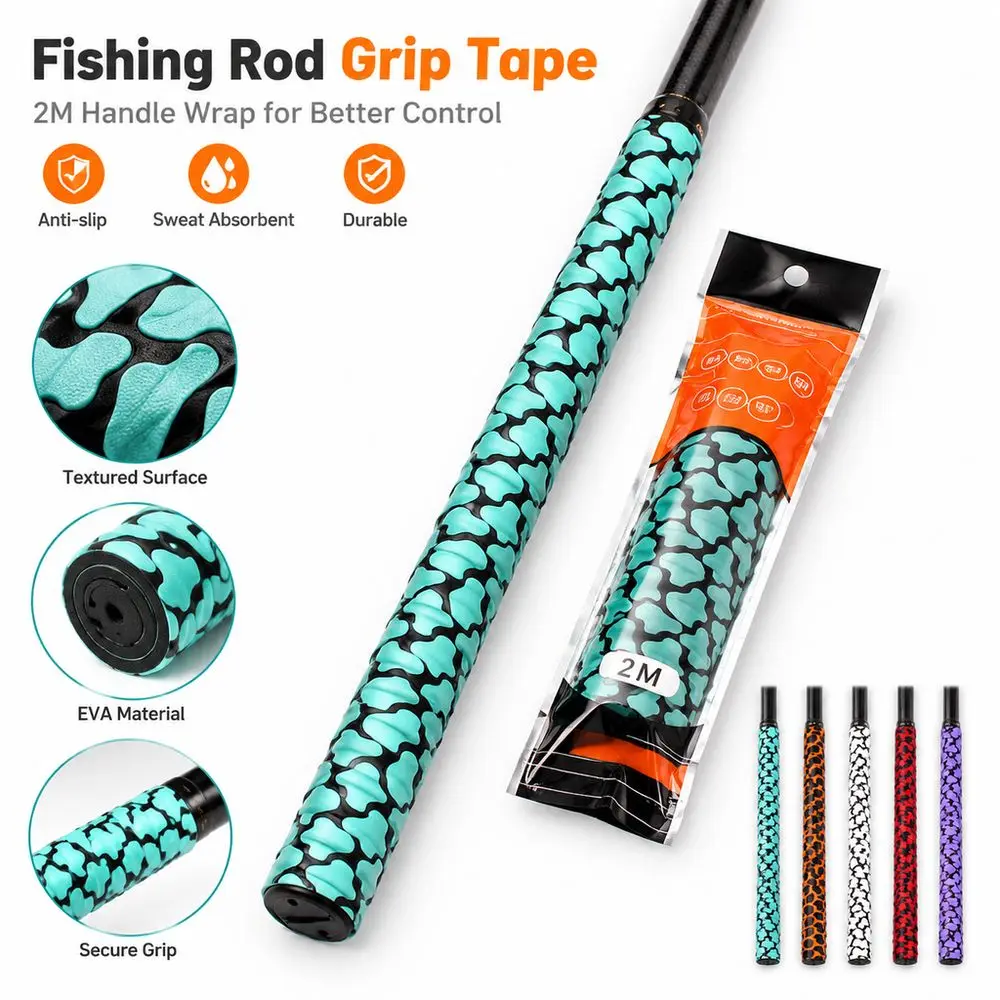 Anti-Slip Grip Band Fishing Rod Grip Tape Textured Surface EVA Badminton Racket Handle Strap Self-Adhesive Wear Resistant