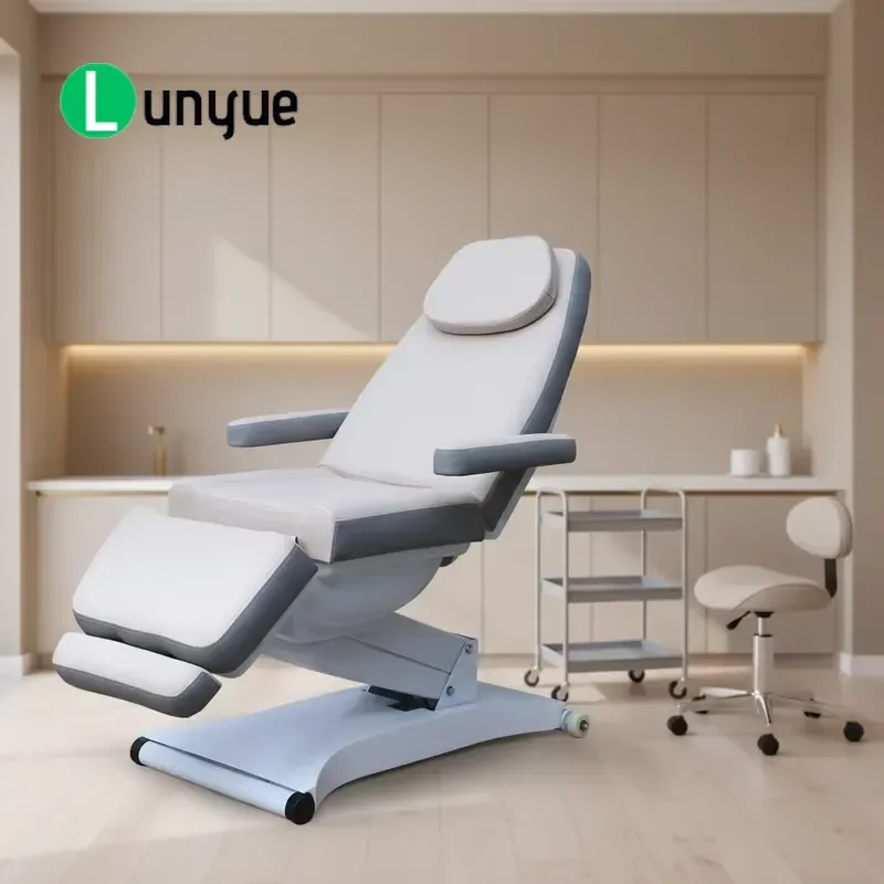 3 Motor Electric Therapy Massage Bed Beige Modern Furniture for Eyelash Beauty Foot Care Spa Treatment Comfortable