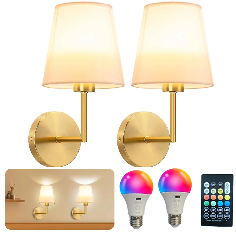

Nordic Wall Lamp LED Recharge RGB Bulb Removable Wireless For Bedside Corridor Hallway Study Dining Room Indoor Luminaire Lights