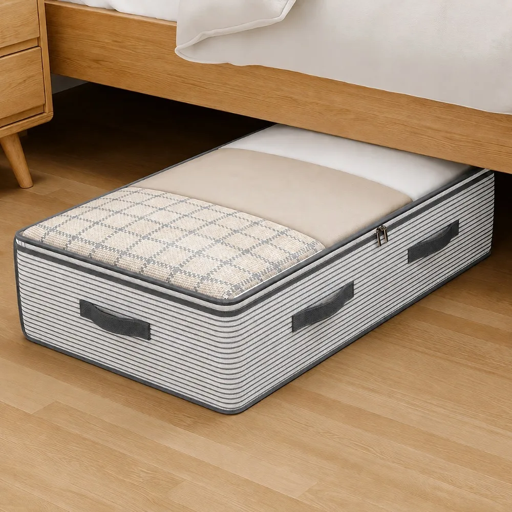 Large Clothes Storage Bag Clear Window Foldable Zipper Handle Under Bed Wardrobe Bedroom Blankets Bedding Sweaters Seasonal