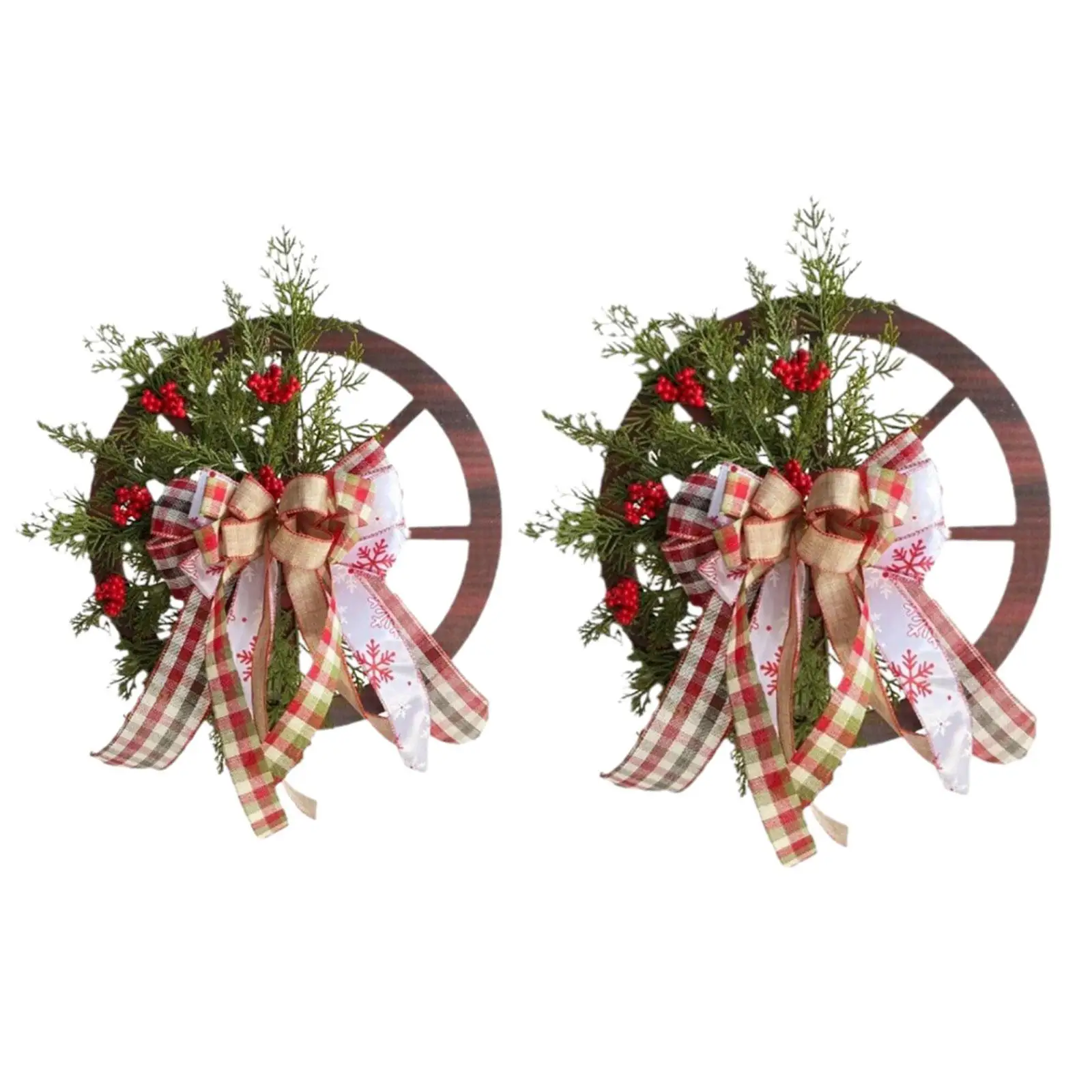 Front Door Christmas Wreath Artificial Greenery Wreaths with Bow and Berry Cottage Wreath for Festive Backdrop Thanksgiving