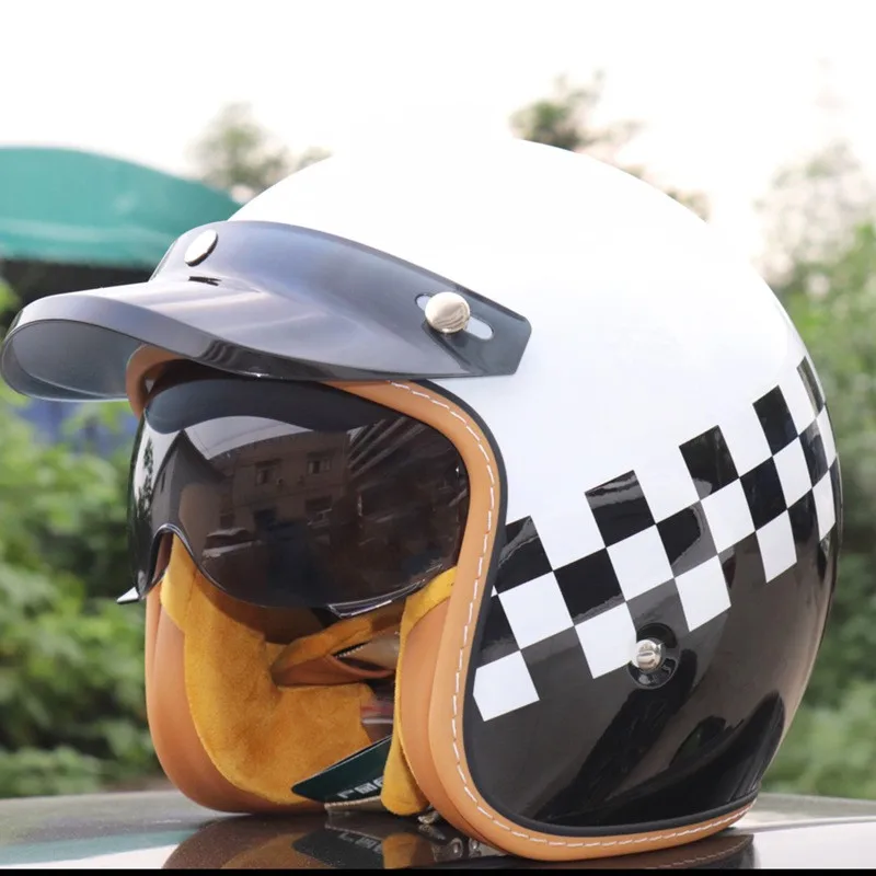 Three-Quarters Retro Motorcycle Helmet Cruise Pedal Motorcycle Helmet 3/4 Helmet for Men and Women Four Seasons Helmet.
