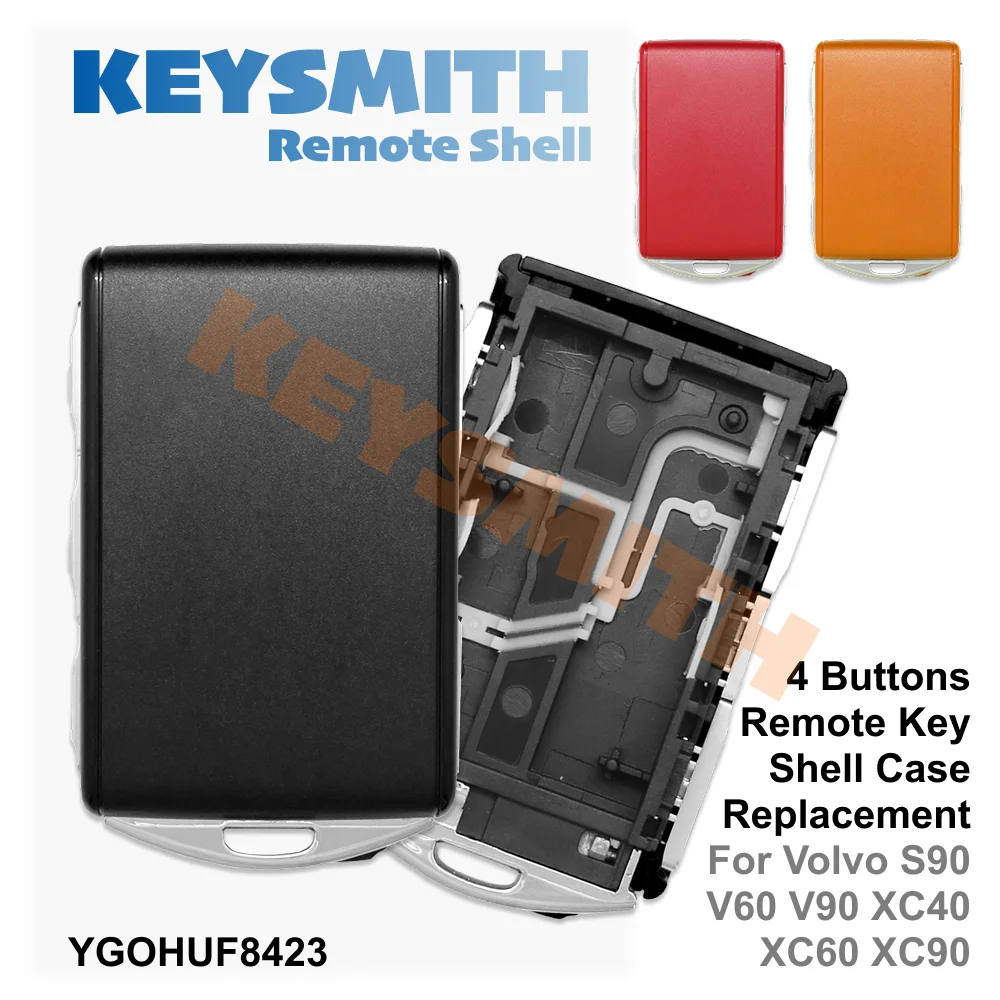 KEYSMITH 4-Tasten Ersatz-Autoschlüsselgehäuse in verschiedenen Farben (Rot, Orange, Schwarz) für Volvo S90 V60 V90 XC40 XC60 XC90 – Detail 1