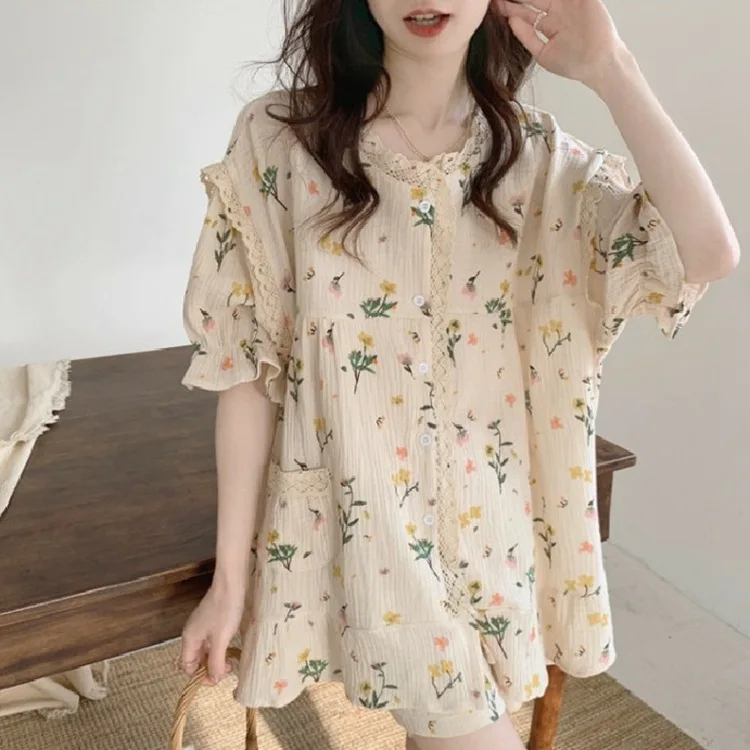 Ins Korean-Style Princess Summer Pajamas for Women, Short-Sleeve, Sweet and Cute, Loose-Fitting Homewear for Female Students
