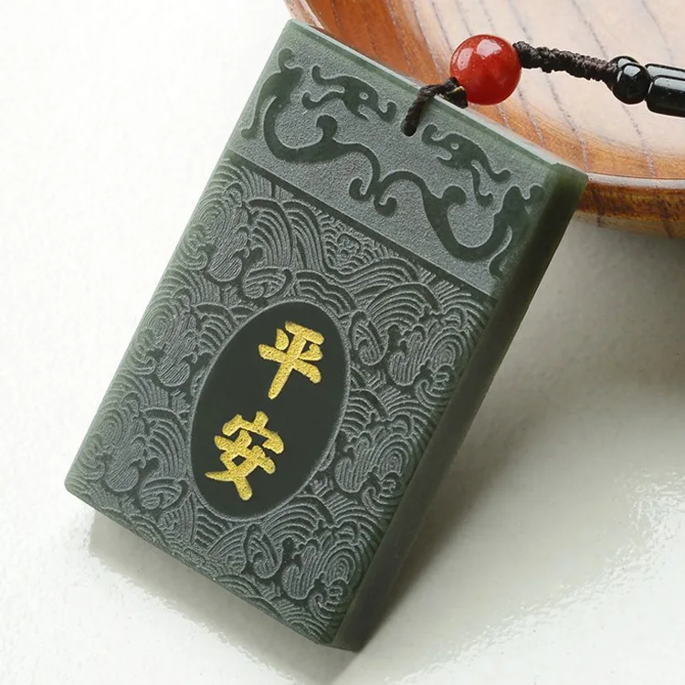 

Натуральное высококачественное мужское и женское нефритовое ожерелье Hetian Qingyu Peaceful Brand со стабильным магнитным полем привлекает богатство