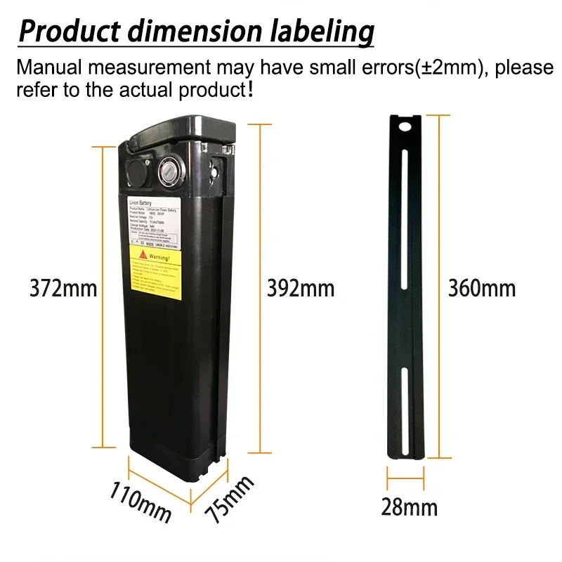 52V 20000mAh Lithium ion Battery Pack 20Ah ,for Silver Fish Style with Aluminum Case Anti-theft Lock