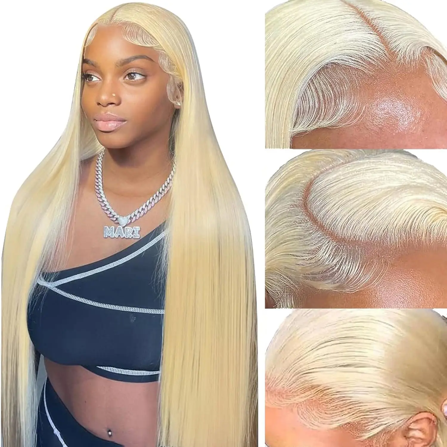 

613 13x4 Straight Lace Front Human Hair Wigs For Women 180 Density Remy Hair 613 Honey Blonde Color 13x4 HD Lace Frontal Wigs