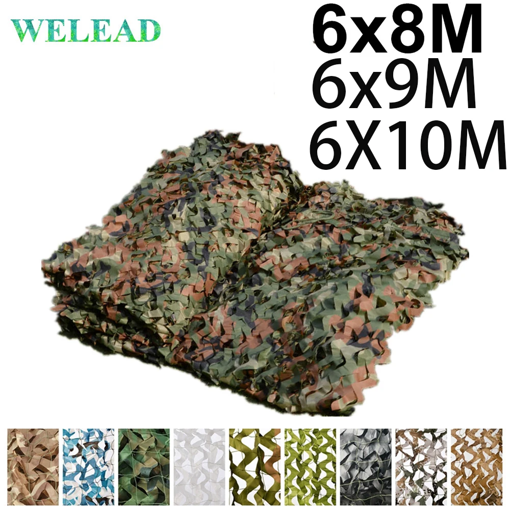 

Welead 6x8 6x9 6x10M Reinforced Woodland Camouflage Gazebo Net White Jungle Sand Camo Garden Decoration Shade Mesh