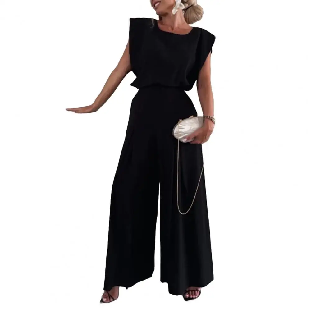 

Breathable Summer Outfit Stylish Women's Top Wide Leg Pants Set for Summer Loungewear Travel Outfits Casual Two Piece Outfit