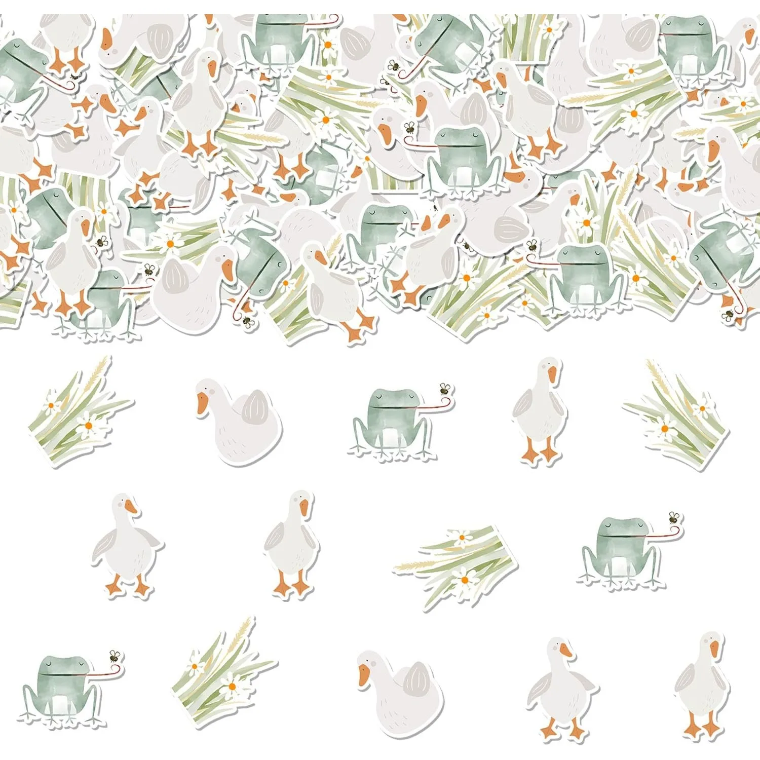 

Cheereveal 200PCS Goose Frog grass Confetti Farm Animal Table Decorations for Kids Girls Boys Baby Shower Birthday Party Supply