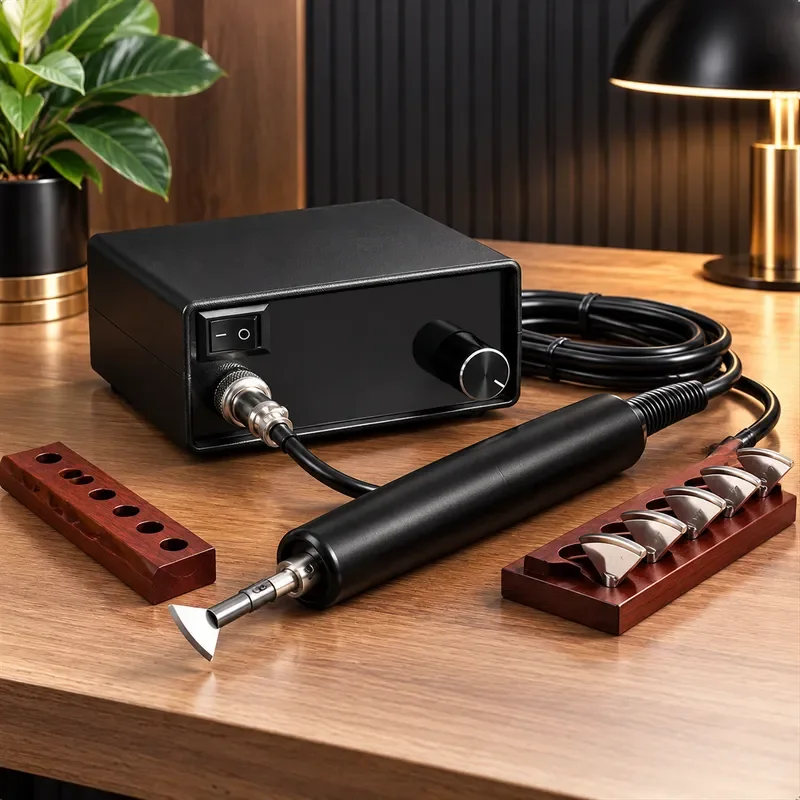 Electric Leather Creasing Machine Digital Temperature Control Edge Folding Tool 7pcs Heads Budget Friendly DIY Craft