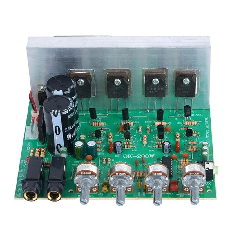 

OK200W 2CH Microphones Shouting machine Air-Cooled Highly and Low Adjustment Highly Power Amplifiers Board Finished