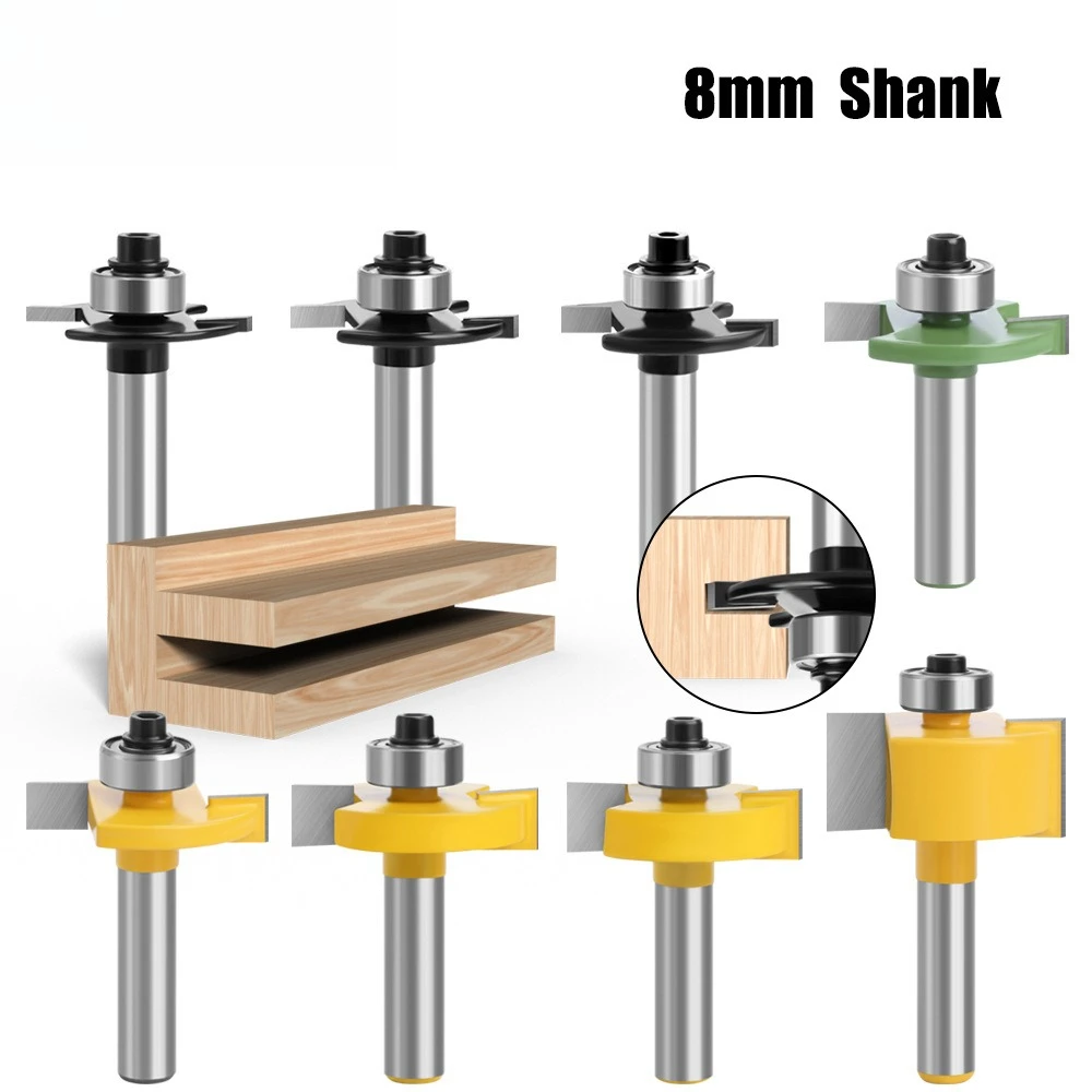 8-handle ball bearing T-shaped cutter with black, green, and yellow bearings, slotting cutter and milling cutter set