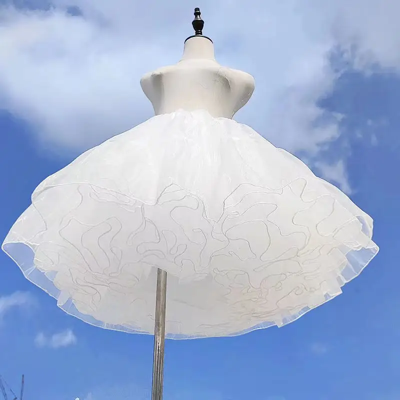 M-XL 5 Schichten 35/40 cm weißer schwarzer Petticoat, flauschiger Lolita-Rock, Unterstützung ohne Knochen, weiches Garn, Baldachin, Kleid-Zubehör, Mädchen, Japan – Detail 8