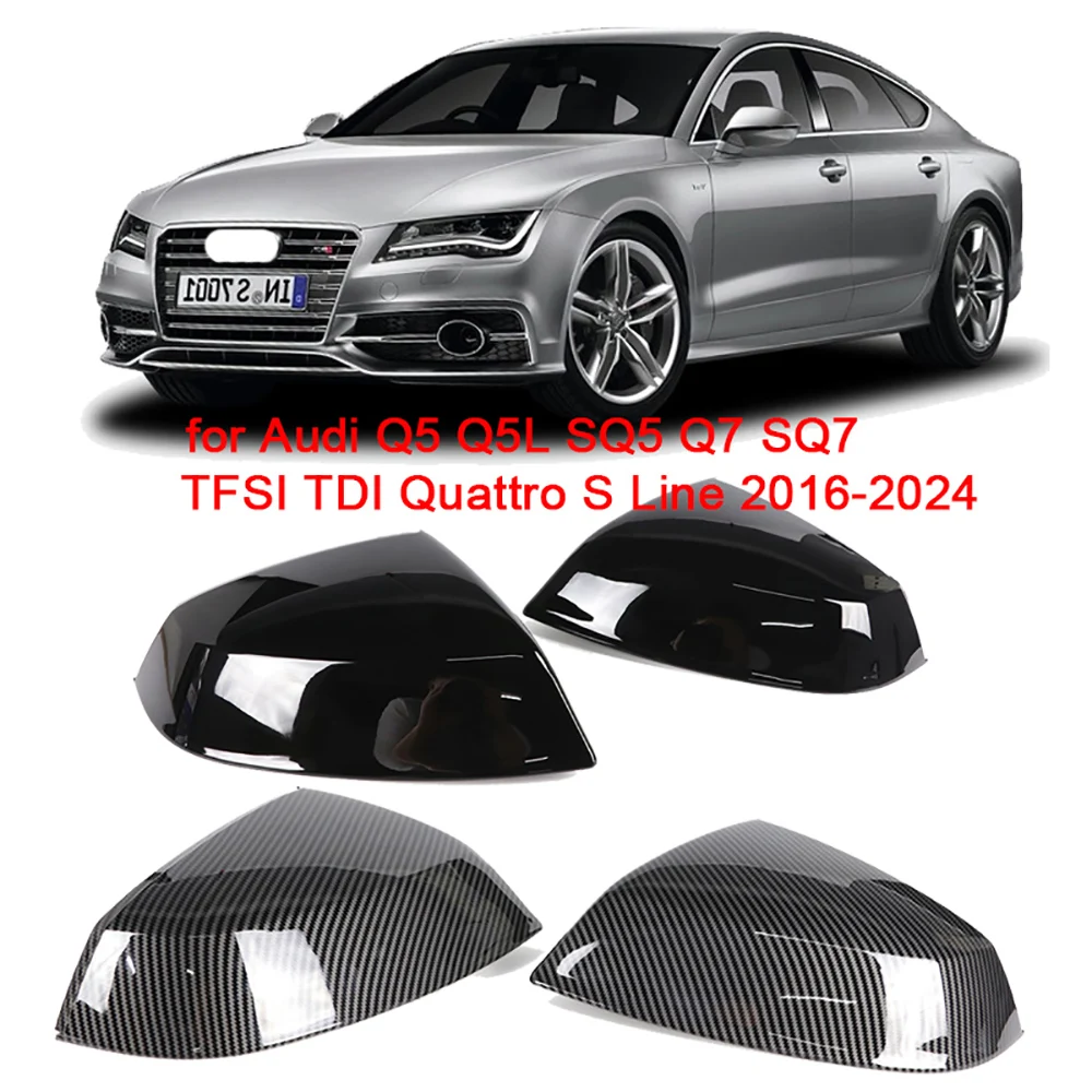 

2pcs Fit For Audi Q5 Q5L SQ5 Q7 SQ7 FY 40T 45T 3.0 TDI TFSI 2016-2024 Mirror Cover Car Side Rearview Mirror Cover Cap