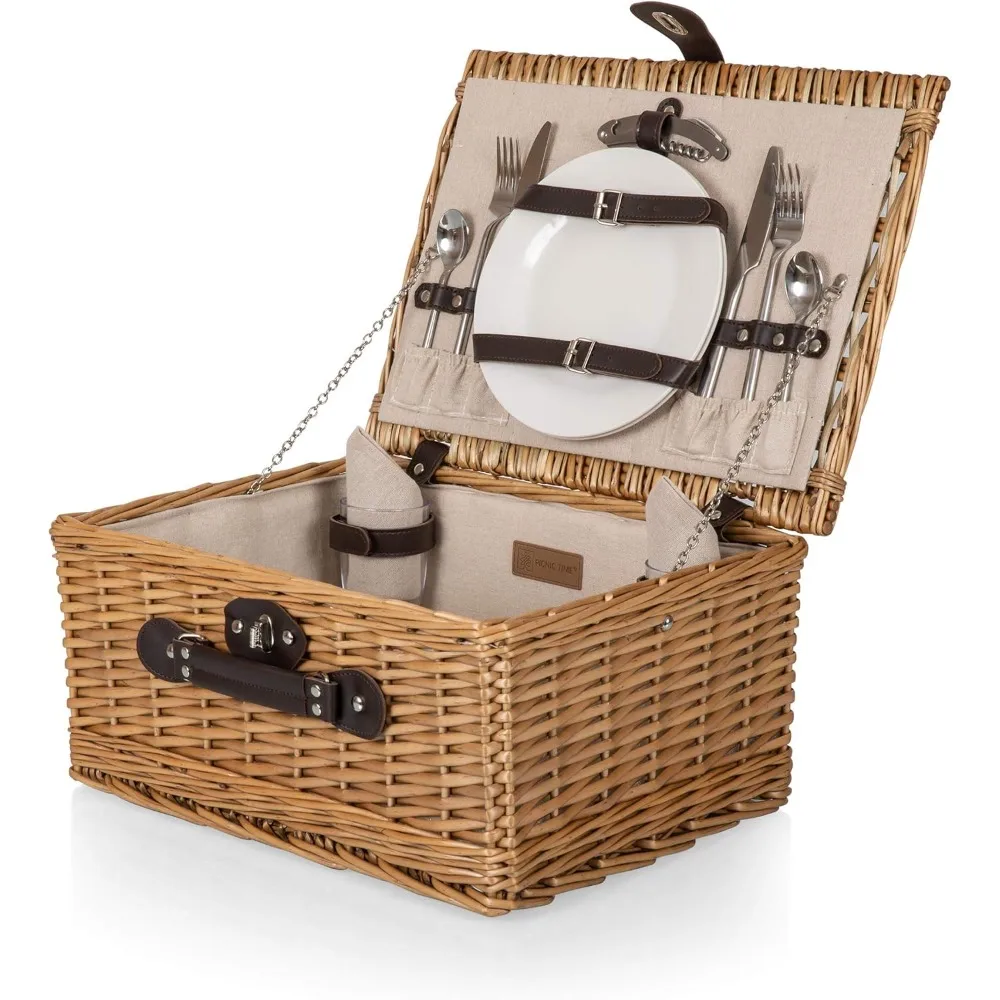 Classic Picnic Basket for 2, Romantic Picnic for 2, Wicker Picnic Set