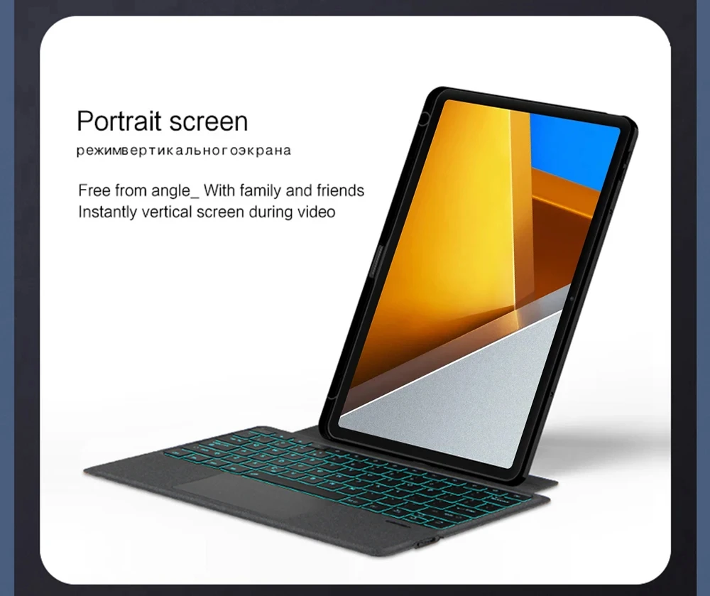 Magic Smart Keyboard Cover Folio for XIAOMI POCO Pad 12.1 Inch 2024 Redmi Pad Pro 12.1" Tablet Case with TouchPad Backlight