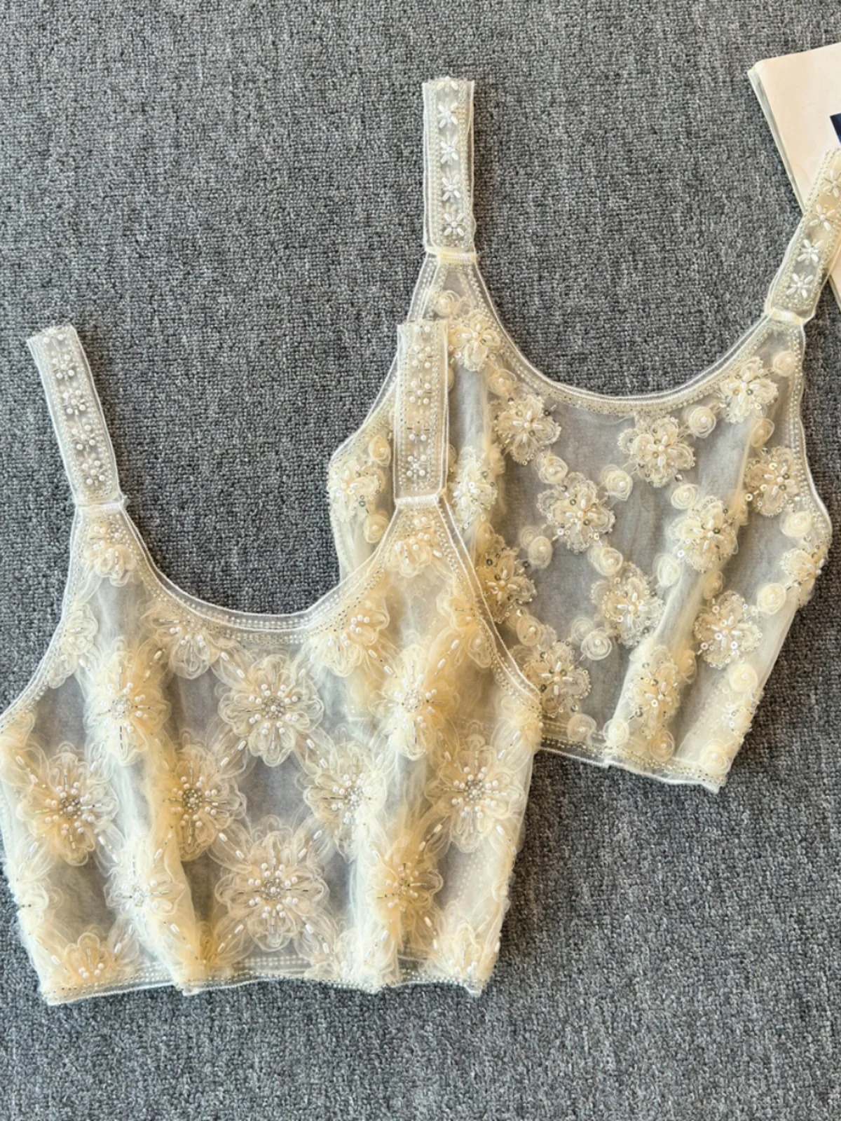2026 New Glitter  Summer Women Tank Top Loose Sleeveless Round Neck Embroidery Camis Floral Lace Beaded Fashion Vest