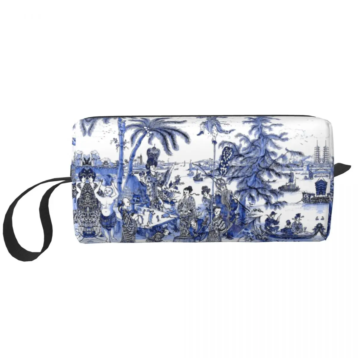 Chinoiserie Blue Landscape Travel Toiletry Bag Women Blue Delft Chinese Willow Cosmetic Makeup Organizer Beauty Storage Dopp Kit