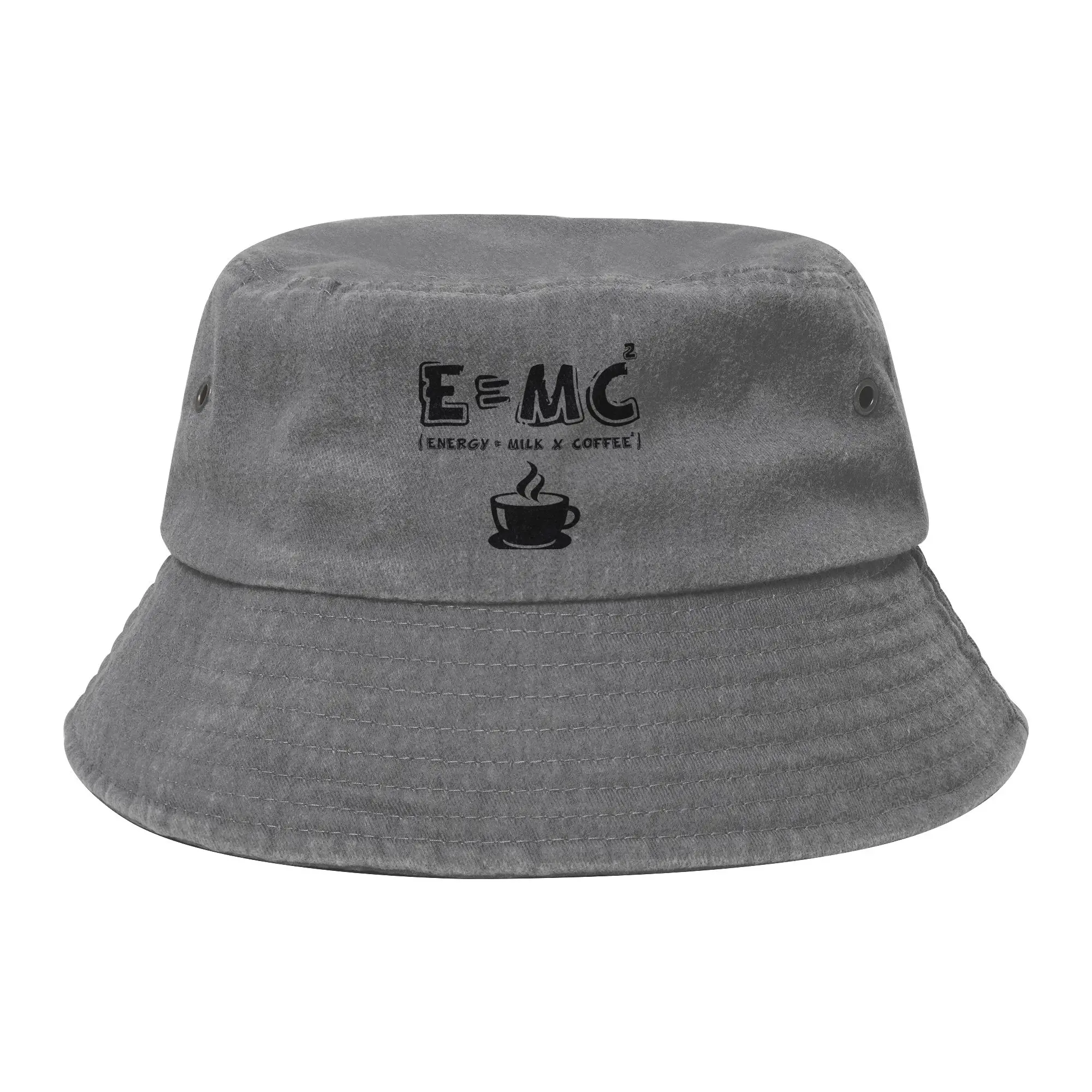 Energy Equals Coffee Bucket Hat for Men Women Summer Vocation E=MC2 Distressed Denim Field Hat for Outdoor Sports Fishing Caps