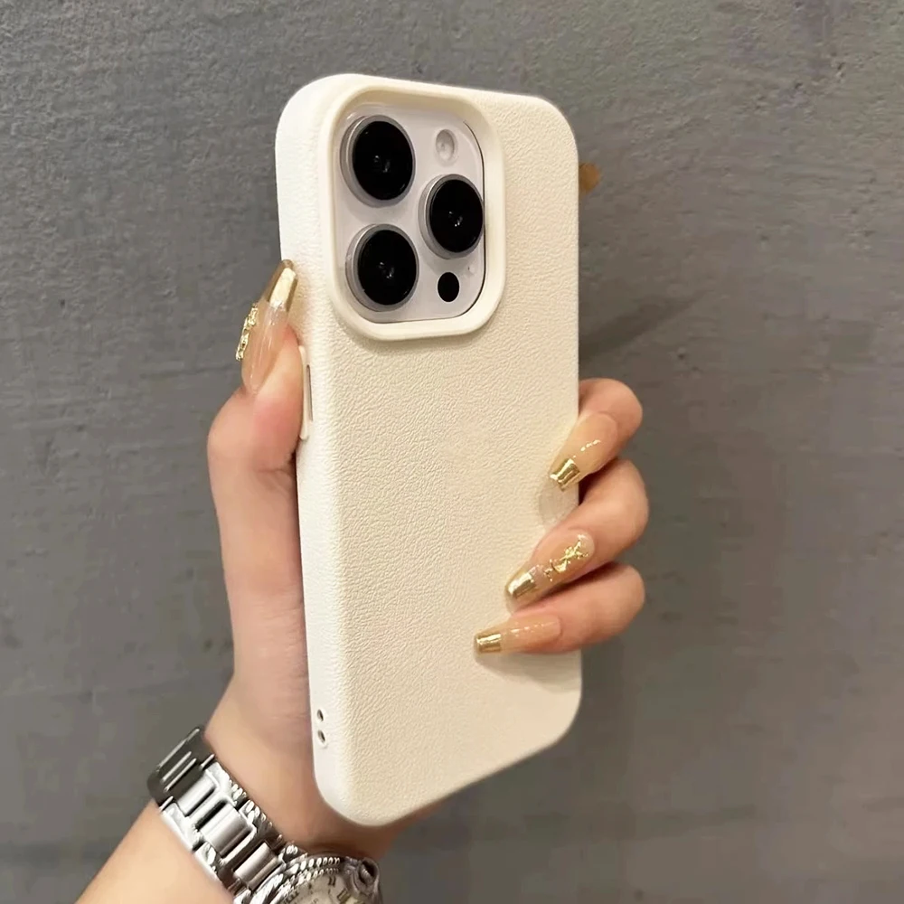 Luxury Leather Texture Silicone Soft Case For iPhone 16 15 14 13 12 11 Pro Max Plus Candy Color Matte Ultra Thin Cover Shell 16 - náhled 2